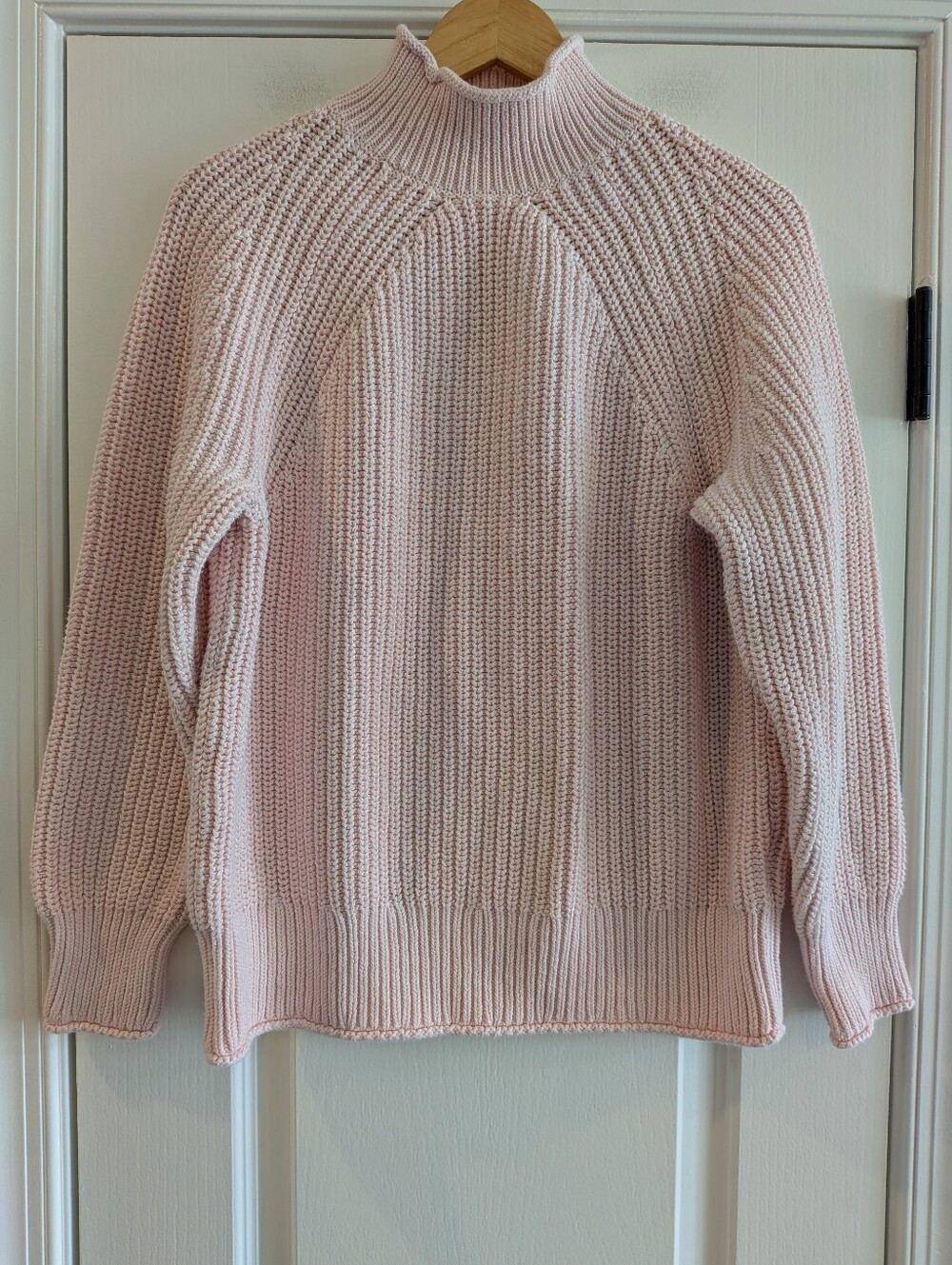J. Crew Relaxed Rollneck Sweater Knit Fisherman Pink 100% Cotton Classic Size L - Picture 3 of 15
